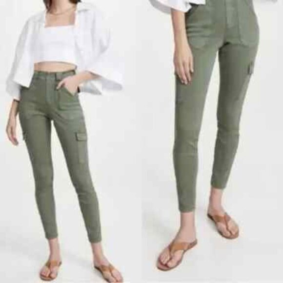Spanx Green Stretch Twill Cargo Ankle Pants - Picture 1 of 5